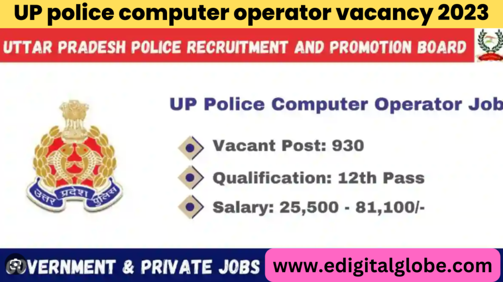 UP police computer operator vacancy 2023